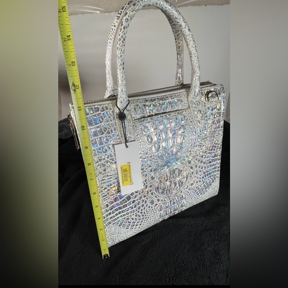 Brahmin Iridescent Caroline Satchel Embossed Tote Bag - Picture 6 of 8